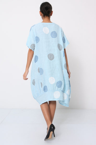 Linen Dress With Large Polka Dots