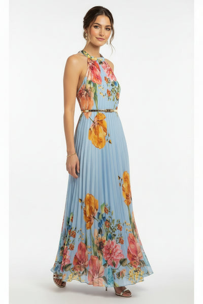 Long Pleat Floral Dress