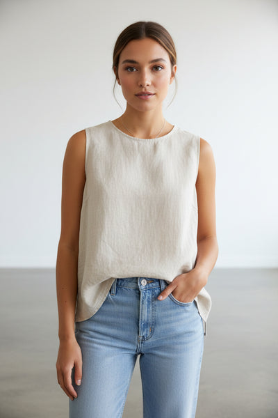 Sleeveless Linen Vest