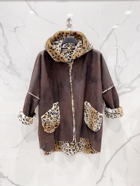 Open Front Shearling Coat - Italian