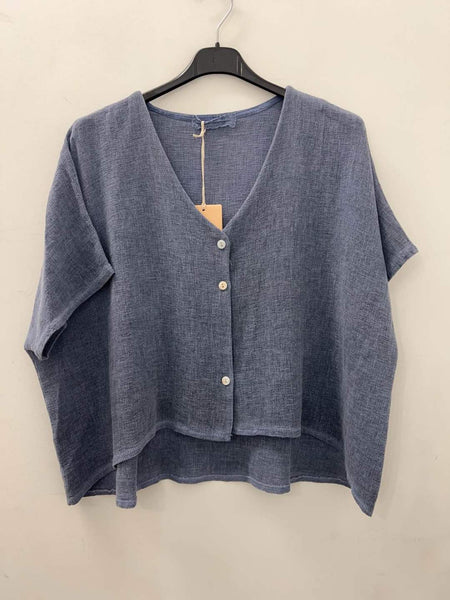 V Neck Button Down Top