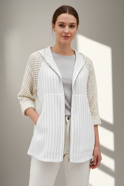 Stripe Zipper Front Jacket