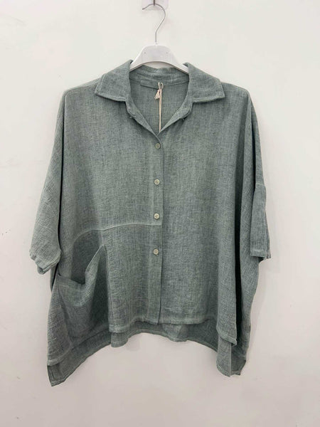 One Pocket Linen/Cotton Shirt - Italian