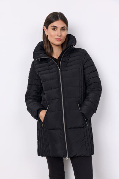 Quilted 3/4 hooded Coat