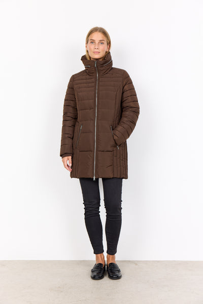 Quilted 3/4 hooded Coat