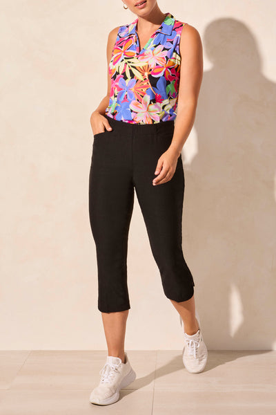 Flatten-It Pull On Capri With Round Slit