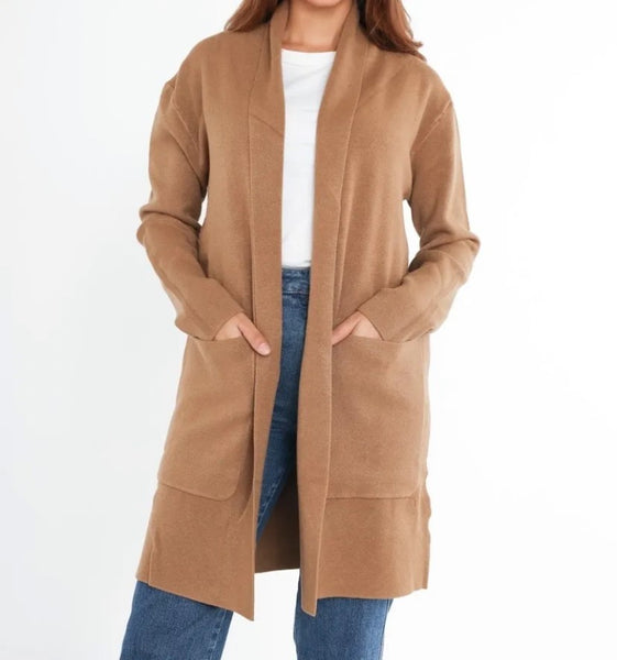 Open Front Wool Mix Cardigan