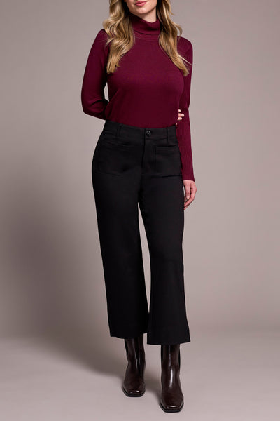 High-Rise Ponte Wide Leg Capri With Pockets