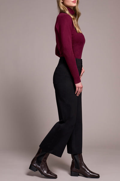 High-Rise Ponte Wide Leg Capri With Pockets