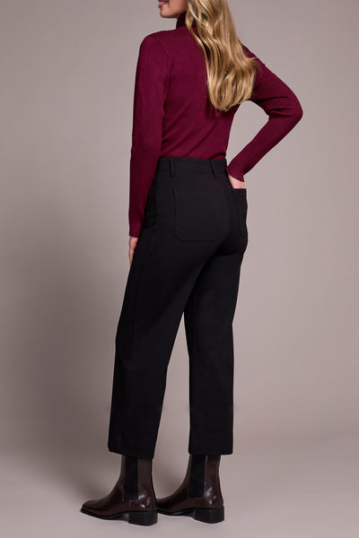 High-Rise Ponte Wide Leg Capri With Pockets