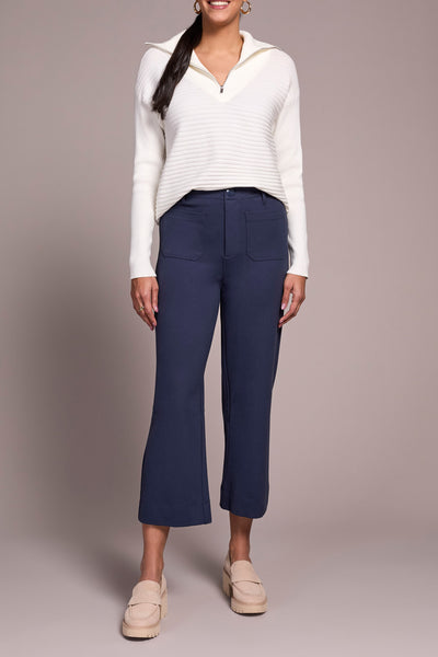 High-Rise Ponte Wide Leg Capri With Pockets