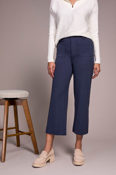 High-Rise Ponte Wide Leg Capri With Pockets