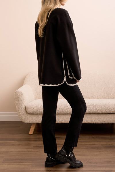 Button Front Coat with Detachable Scarf