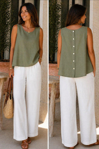Sleeveless Linen Vest