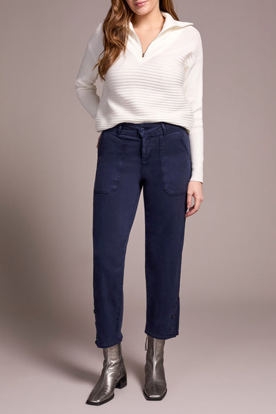 Fly Front Ankle Pants With Button Vent
