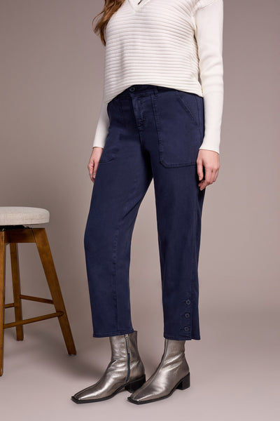 Fly Front Ankle Pants With Button Vent