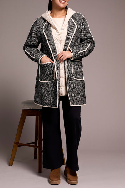Herringbone Light Weight Coat With Fooler Hood