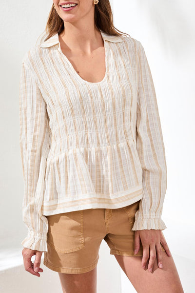 Long Sleeve Blouse With Smocking