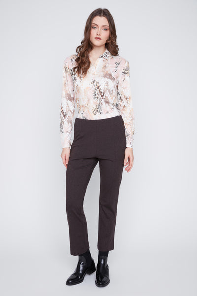 Pull-On Ponte Pants With Zip Details