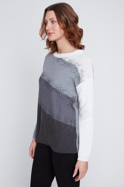 Color Block Cotton Blend Sweater