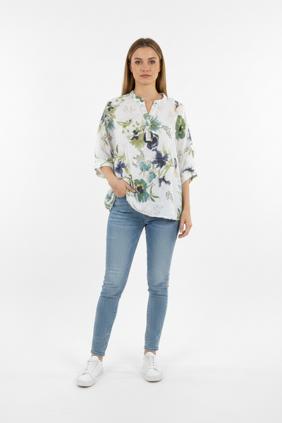 Long Sleeve Print Cotton Top
