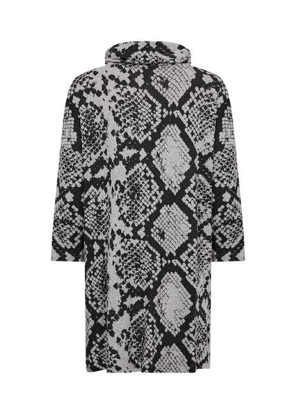 Cowl Neck Long Sleeve Printed Knit Tunic