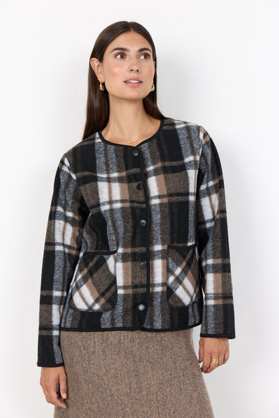 Plaid Round Neck Jacket
