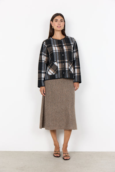 Plaid Round Neck Jacket