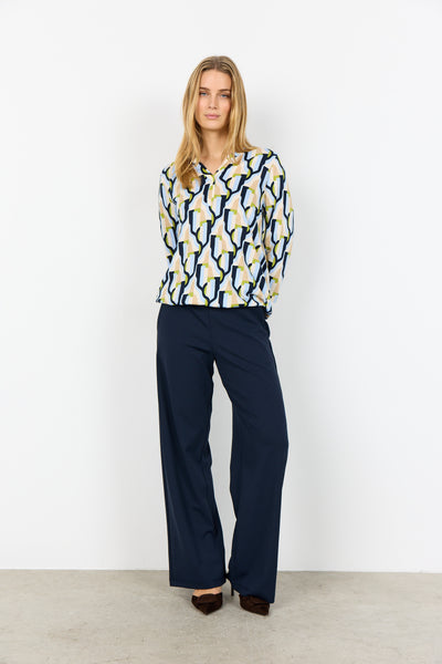 3/4 Sleeve Abstract Print Top