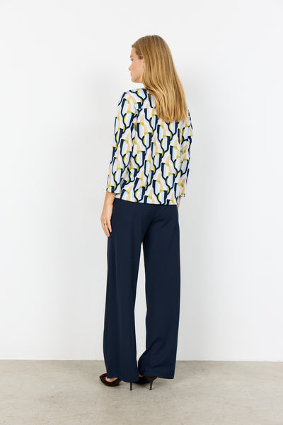 3/4 Sleeve Abstract Print Top
