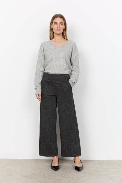 Wide Leg Herringbone Texture Pants