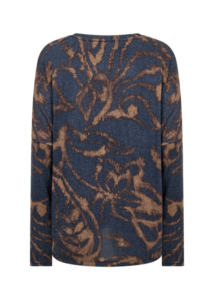 Long Sleeve Abstract Print Top