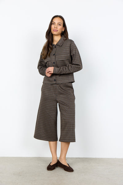Button Front Checked Print Jacket