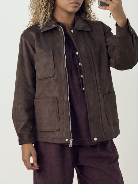 Ultra Suede Zipper Front Jacket