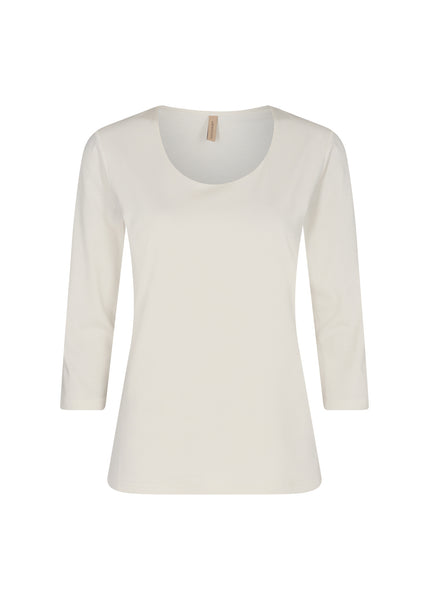 Scoop Neck Basic Cotton Blend T-Shirt