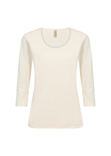 Scoop Neck Basic Cotton Blend T-Shirt