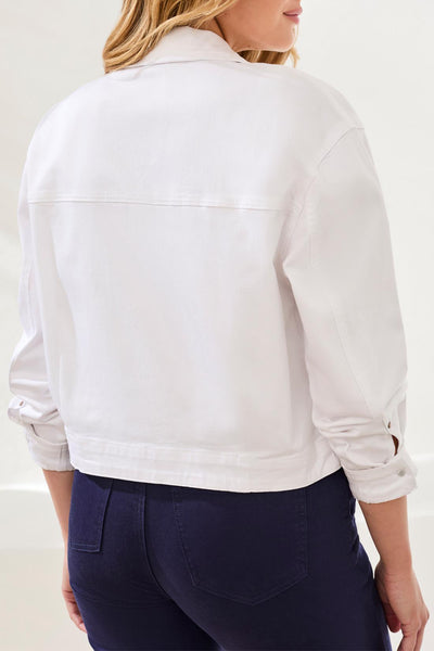 Button Front Denim Jacket With Back Pleats