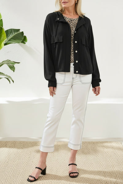Button Front Jacket With Hoodie