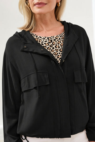 Button Front Jacket With Hoodie