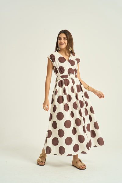 Polka Dot Maxi Belted Dress