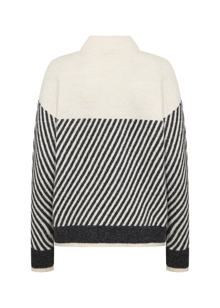Long Sleeve Mock Neck Stripe Detail Sweater
