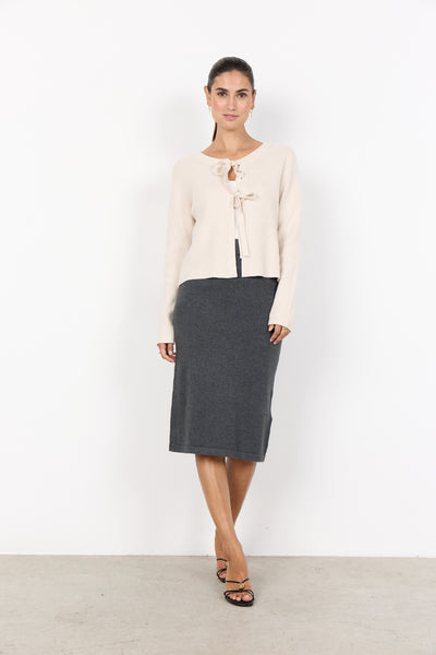 Crop Tie Detail Knit Cardigan