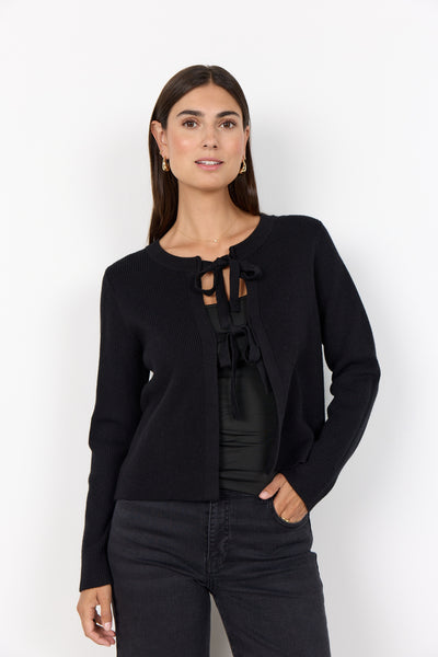 Crop Tie Detail Knit Cardigan