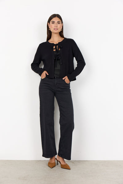 Crop Tie Detail Knit Cardigan
