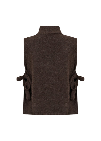 Mock Neck Side Tie Knit Vest