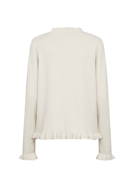Long Sleeve Ruffled Trim Sweater