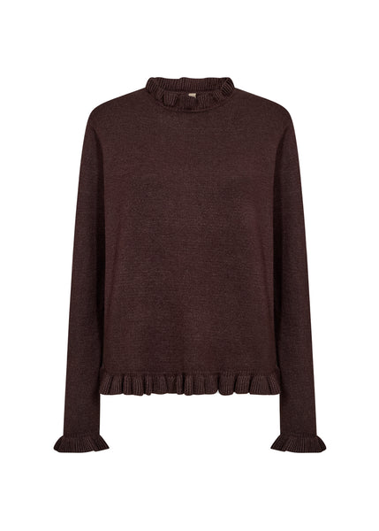 Long Sleeve Ruffled Trim Sweater