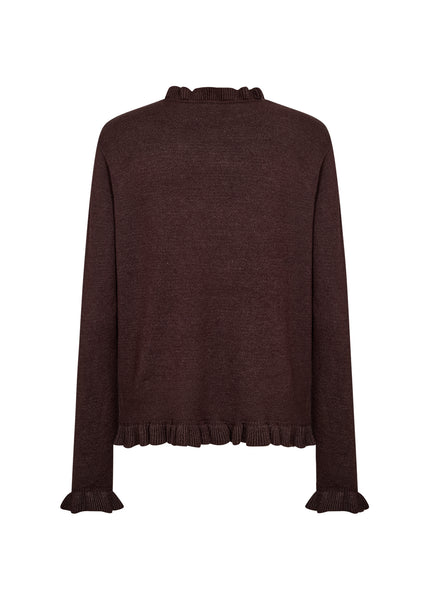 Long Sleeve Ruffled Trim Sweater