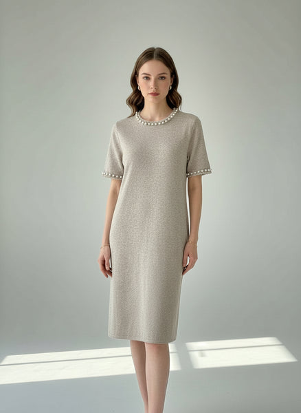 Pearl Trim Knit Dress