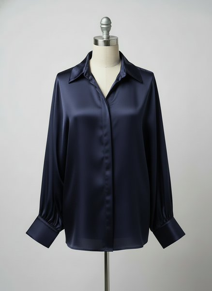 Bat Sleeve Sateen Blouse